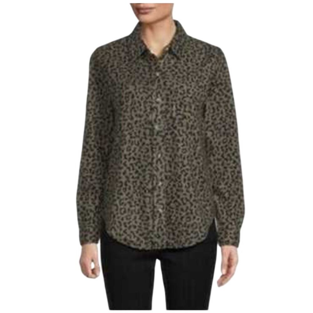Beachlunchlounge Size Medium Leopard Fall Button Down Long Sleeve Travel Shirt